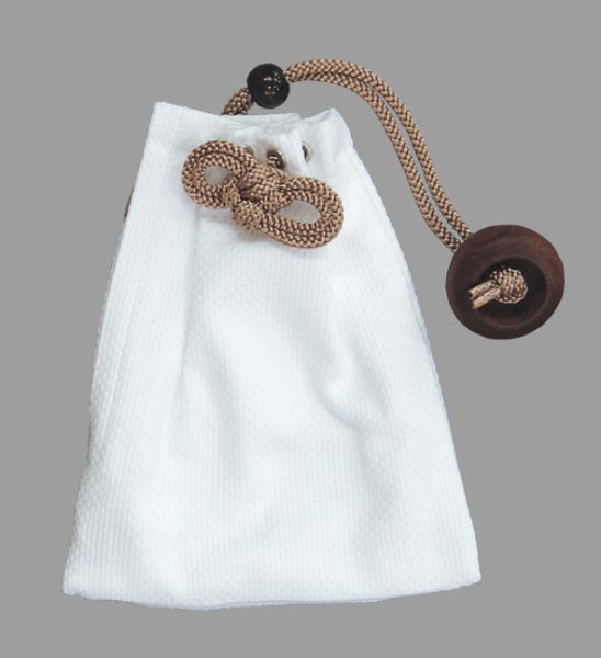 画像1: ファスナー付き刺子巾着袋（白） (1)